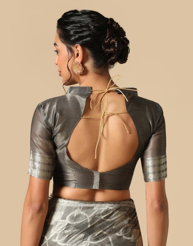 Grey Banarasi Jacquard Saree | Leemboodi