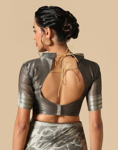 Grey Banarasi Jacquard Saree | Leemboodi