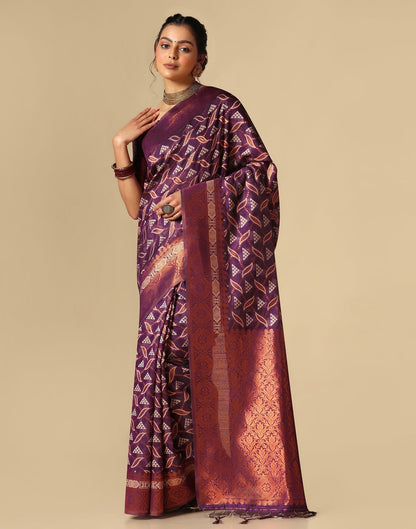 Wine Cotton Jacquard Saree | Leemboodi