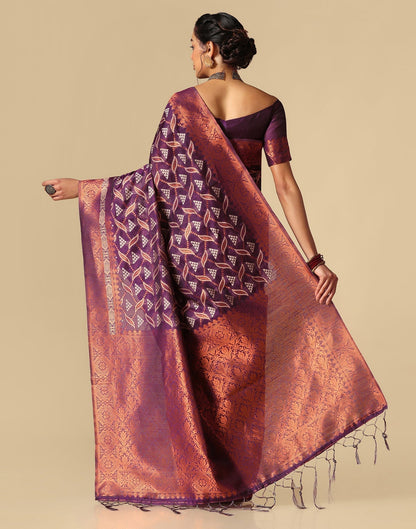 Wine Cotton Jacquard Saree | Leemboodi