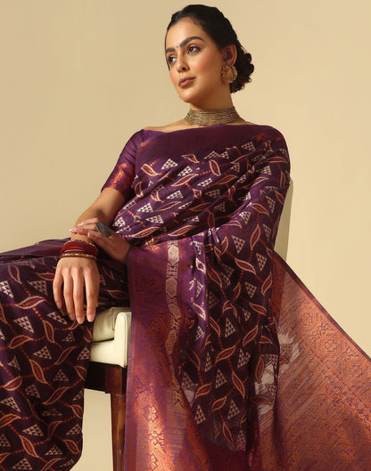 Wine Cotton Jacquard Saree | Leemboodi