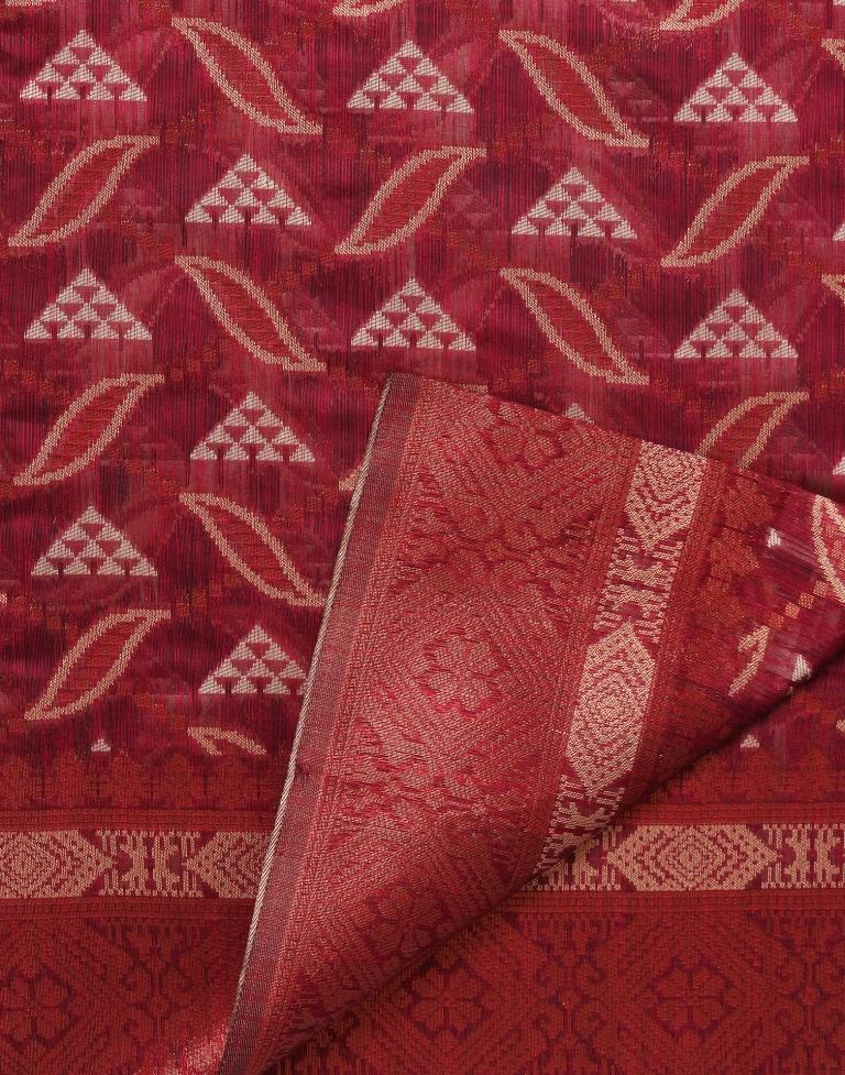 Maroon Banarasi Cotton Saree | Leemboodi