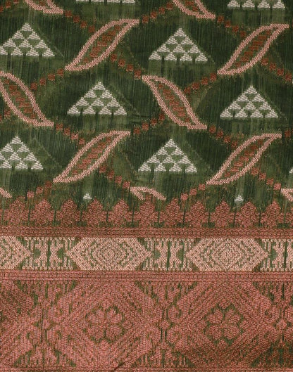 Olive Green Banarasi Cotton Saree | Leemboodi