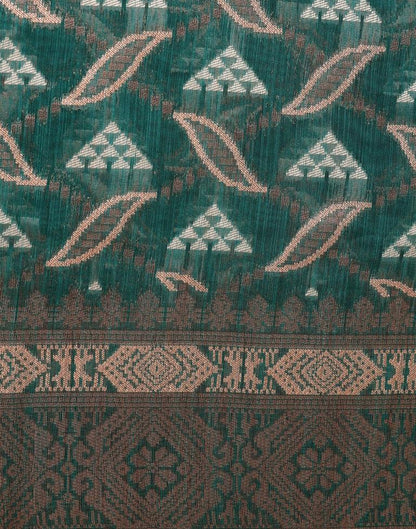 Dark Rama Green Banarasi Cotton Saree | Leemboodi