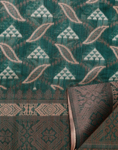 Dark Rama Green Banarasi Cotton Saree | Leemboodi