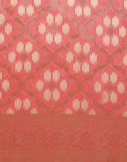 Coral Pink Banarasi Cotton Saree | Leemboodi