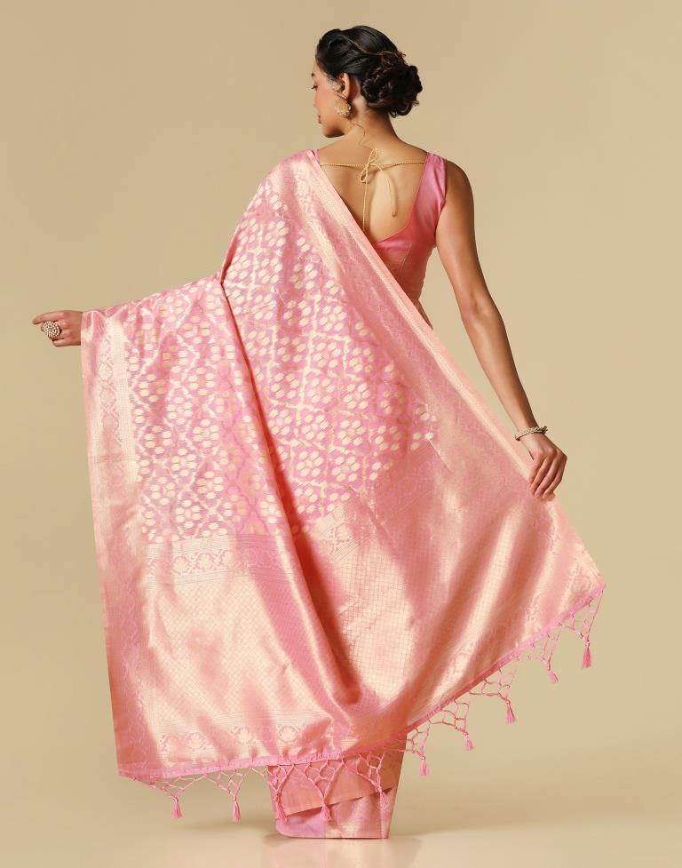 Pink Banarasi Cotton Saree | Leemboodi