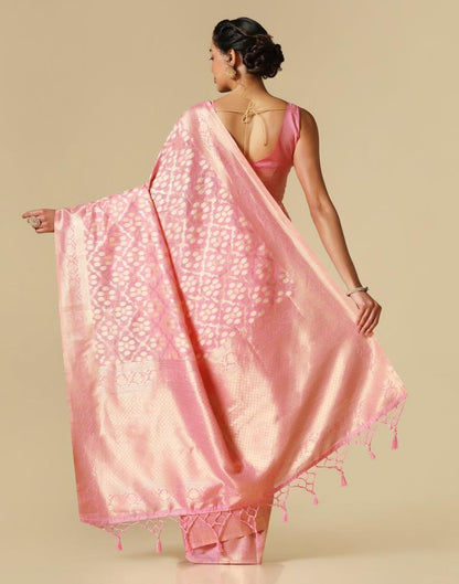 Pink Banarasi Cotton Saree | Leemboodi