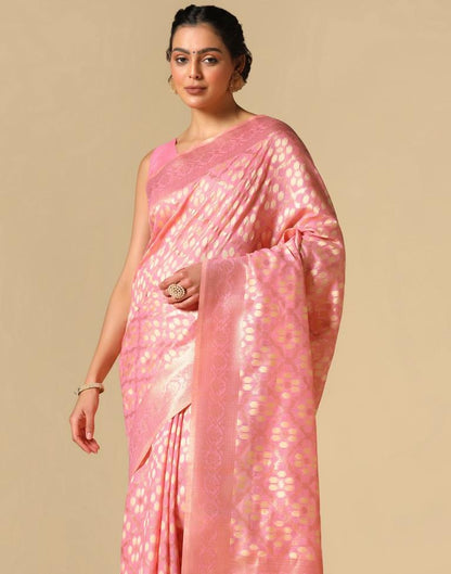 Pink Banarasi Cotton Saree | Leemboodi