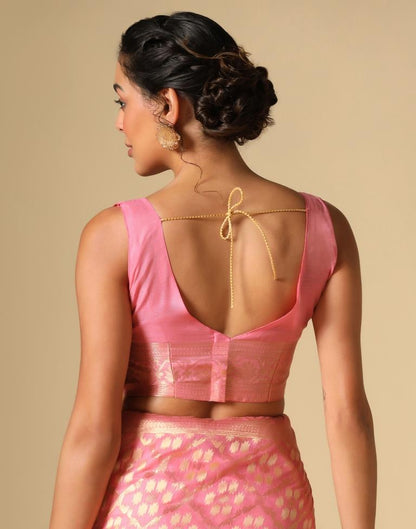 Pink Banarasi Cotton Saree | Leemboodi