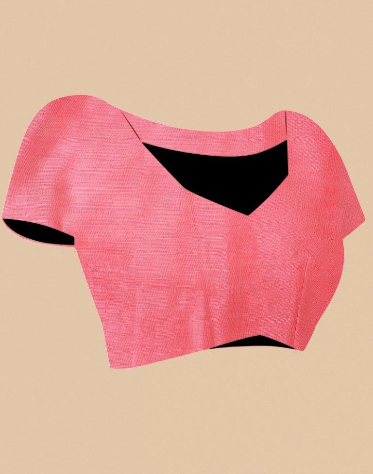 Pink Banarasi Cotton Saree | Leemboodi