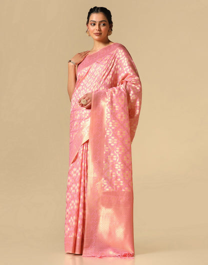 Pink Banarasi Cotton Saree | Leemboodi
