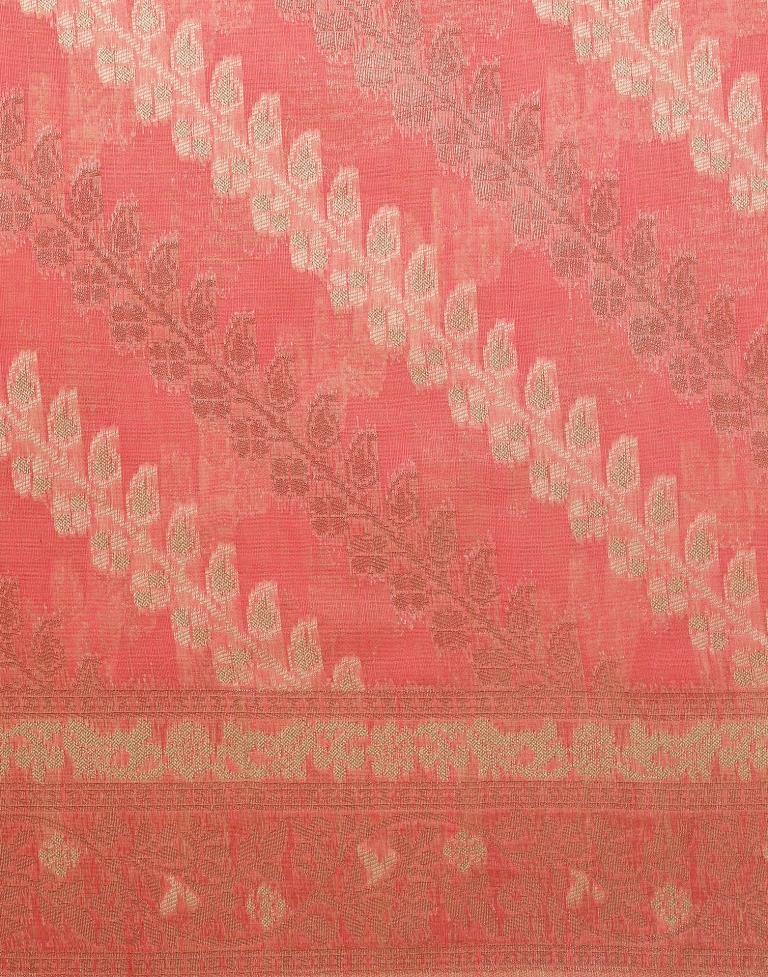 Rose Pink Banarasi Cotton Saree | Leemboodi