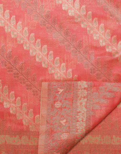 Rose Pink Banarasi Cotton Saree | Leemboodi