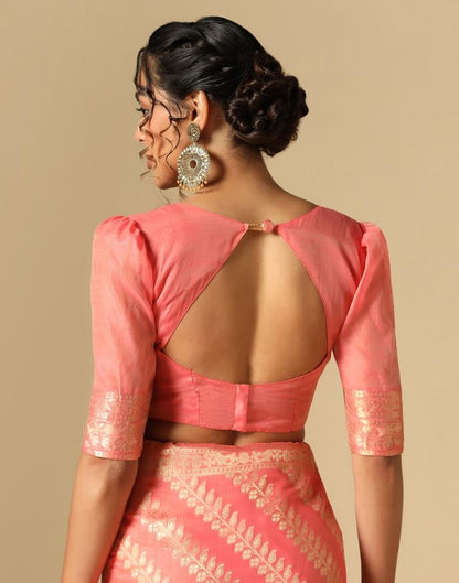 Rose Pink Banarasi Cotton Saree | Leemboodi