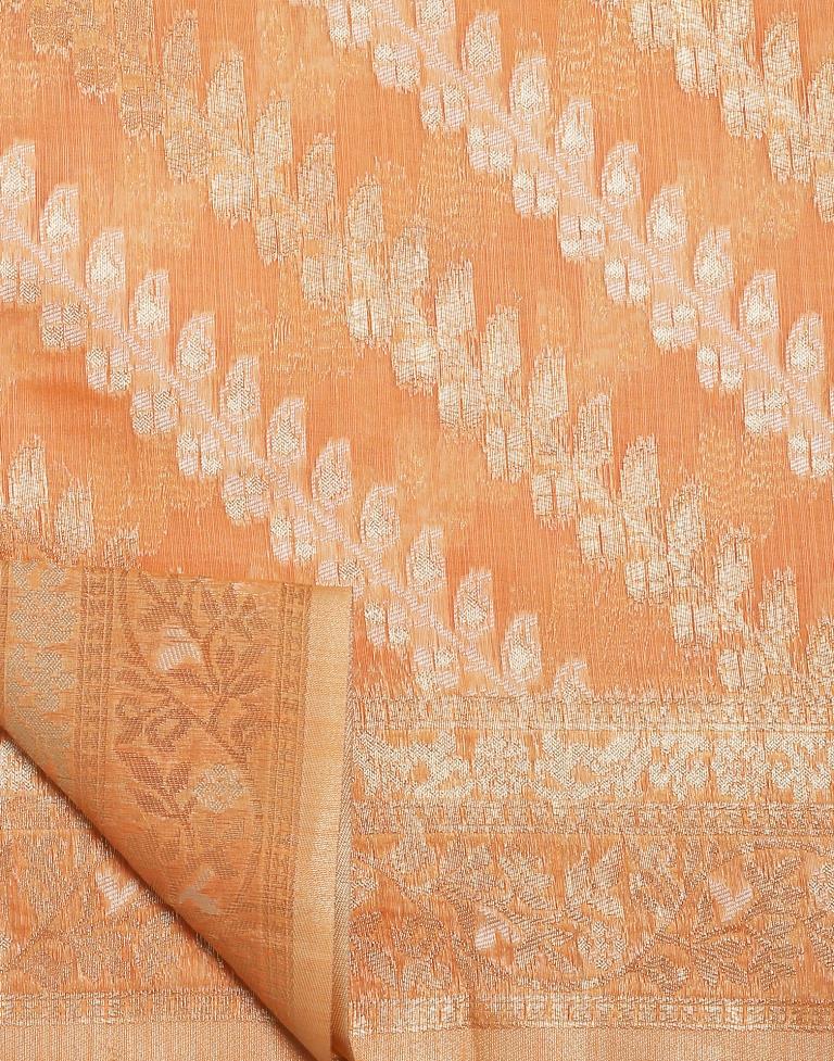 Orange Banarasi Cotton Saree | Leemboodi