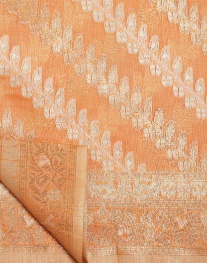 Orange Banarasi Cotton Saree | Leemboodi