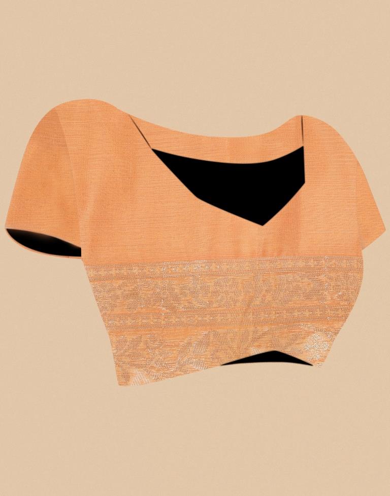 Orange Banarasi Cotton Saree | Leemboodi
