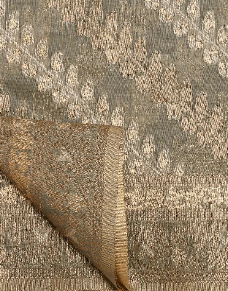 Grey Banarasi Cotton Saree | Leemboodi