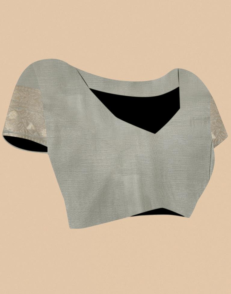 Grey Banarasi Cotton Saree | Leemboodi