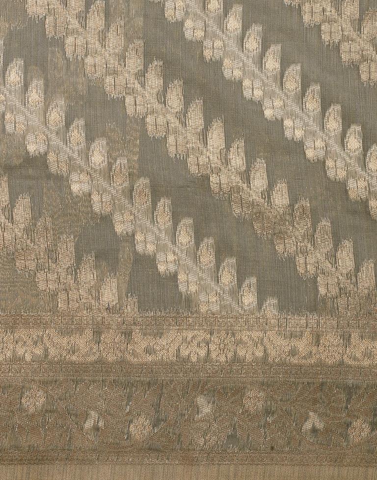 Grey Banarasi Cotton Saree | Leemboodi