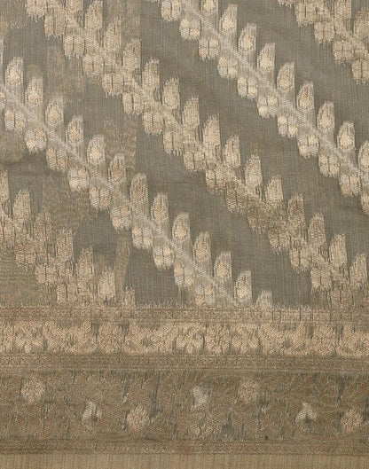 Grey Banarasi Cotton Saree | Leemboodi