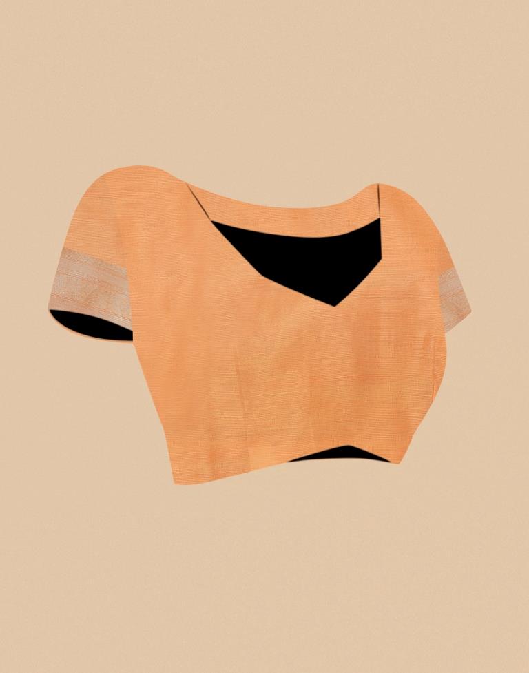 Orange Banarasi Cotton Saree | Leemboodi