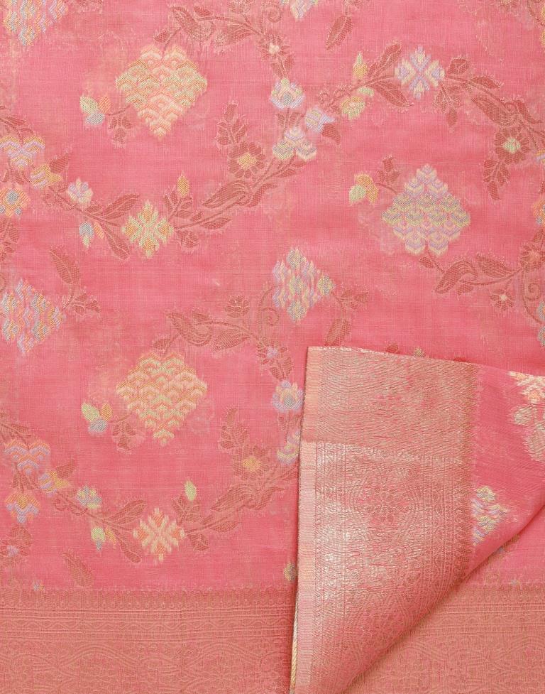 Pink Banarasi Cotton Saree | Leemboodi