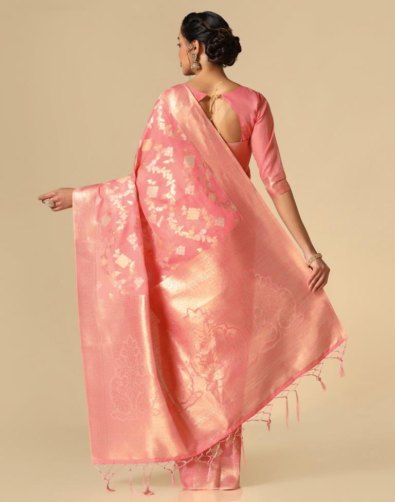 Pink Banarasi Cotton Saree | Leemboodi
