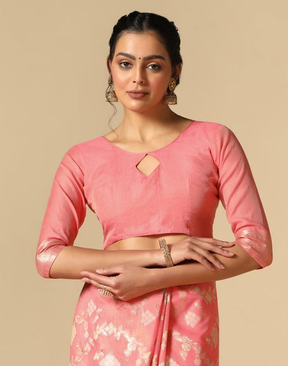 Pink Banarasi Cotton Saree | Leemboodi