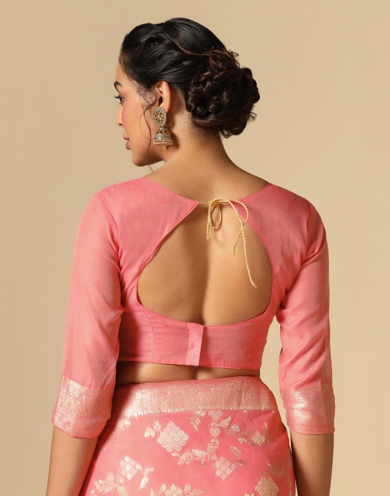 Pink Banarasi Cotton Saree | Leemboodi