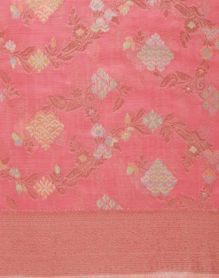 Pink Banarasi Cotton Saree | Leemboodi