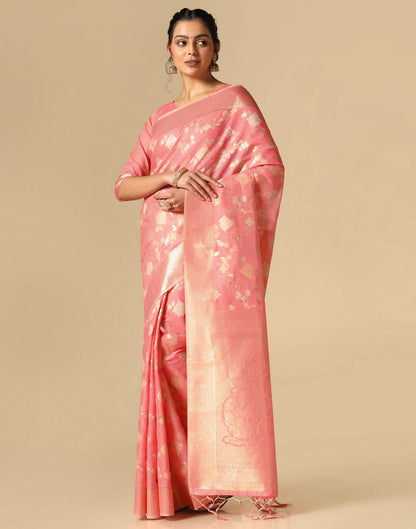 Pink Banarasi Cotton Saree | Leemboodi