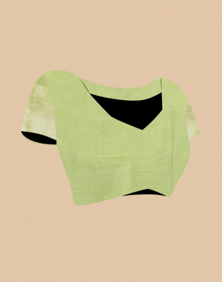 Light Green Banarasi Cotton Saree | Leemboodi