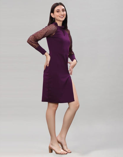 Wine Short slit bodycon dress | Leemboodi