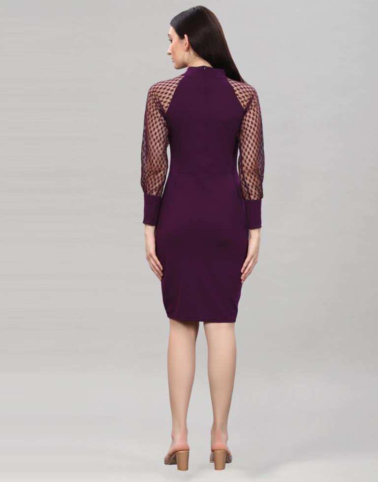 Wine Short slit bodycon dress | Leemboodi