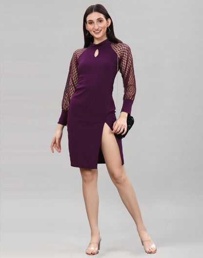 Wine Short slit bodycon dress | Leemboodi