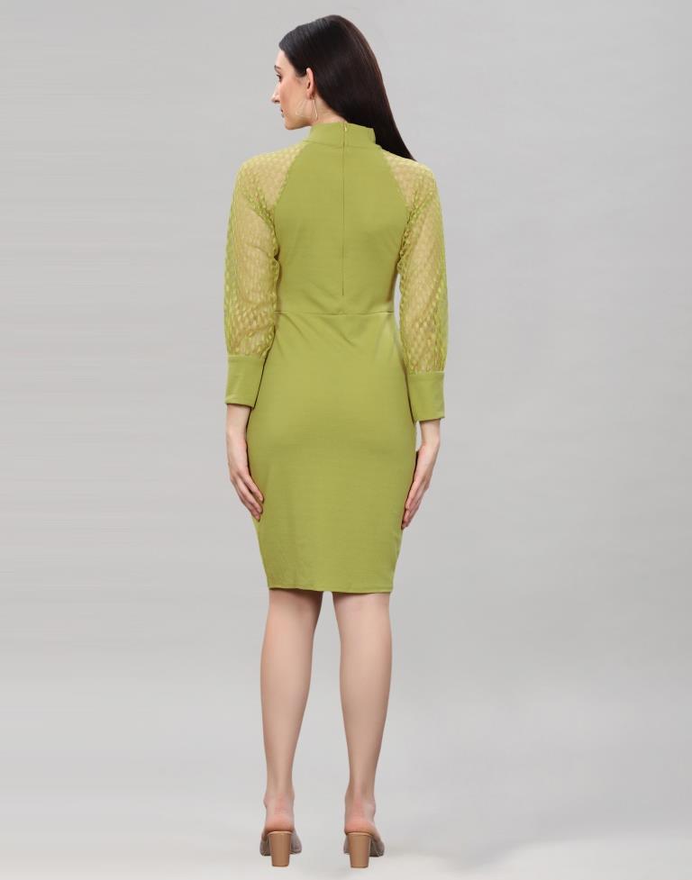 Olive Green Coloured Lycra Knitted bodycon dress | Sudathi