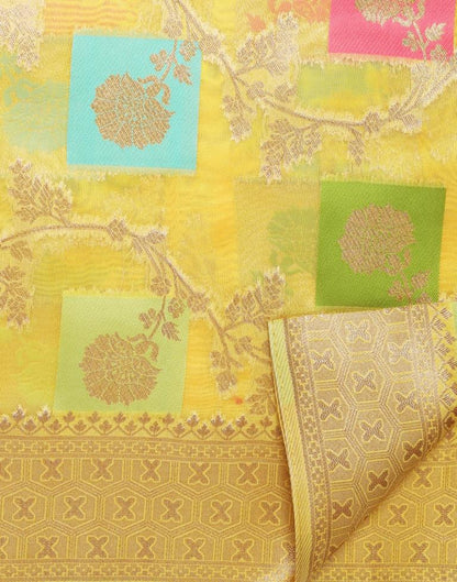 Yellow Banarasi Silk Saree | Leemboodi