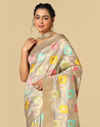 Grey Banarasi Silk Saree | Leemboodi