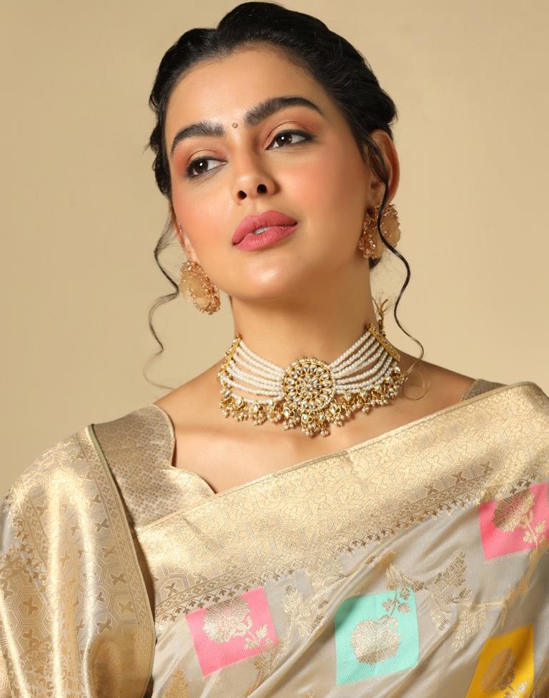 Grey Banarasi Silk Saree | Leemboodi