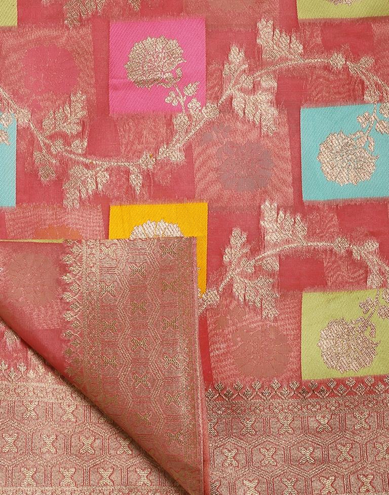 Coral Pink Banarasi Silk Saree | Leemboodi