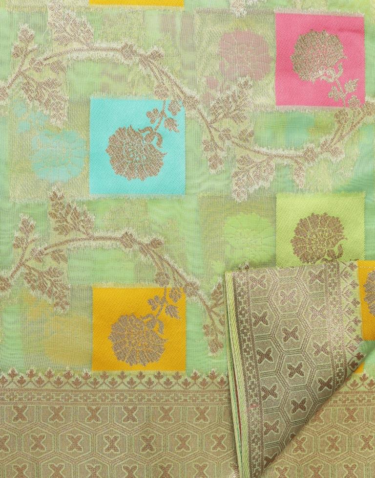 Pista Green Banarasi Silk Saree | Leemboodi