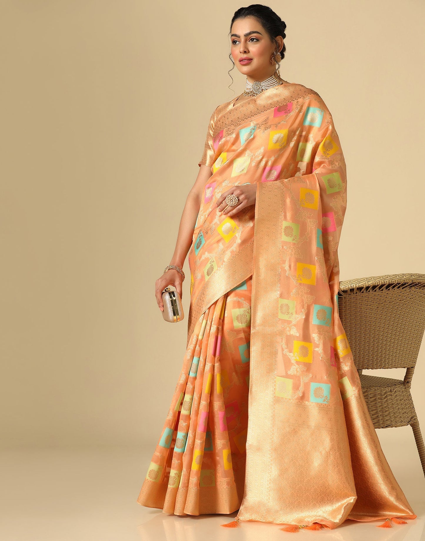 Orange Silk Saree | Leemboodi