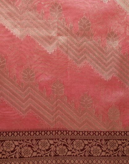Coral Pink Banarasi Silk Saree | Leemboodi