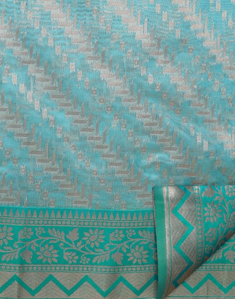 Sky Blue Banarasi Silk Saree | Leemboodi
