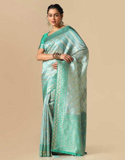 Sky Blue Banarasi Silk Saree | Leemboodi