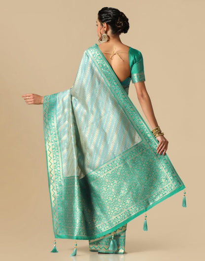 Sky Blue Banarasi Silk Saree | Leemboodi