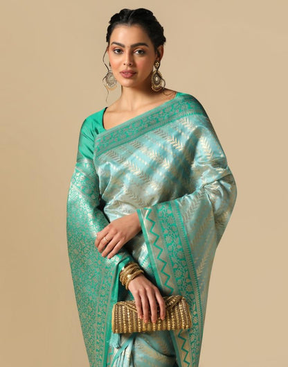 Sky Blue Banarasi Silk Saree | Leemboodi