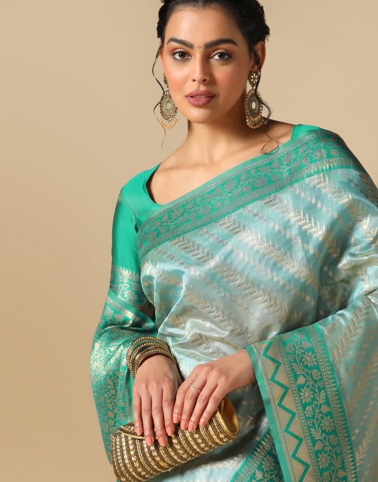 Sky Blue Banarasi Silk Saree | Leemboodi